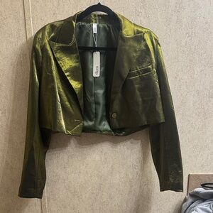 Glam Metallic Olive Blazer